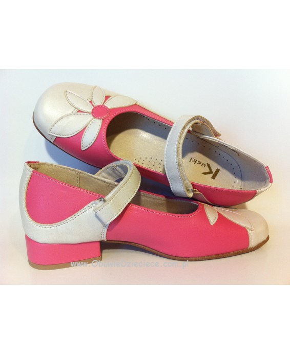 2-k2205b-rz biało różowe eleganckie czółenko dziewczęce damskie przedszkolne szkolne buty Kucki 31-36