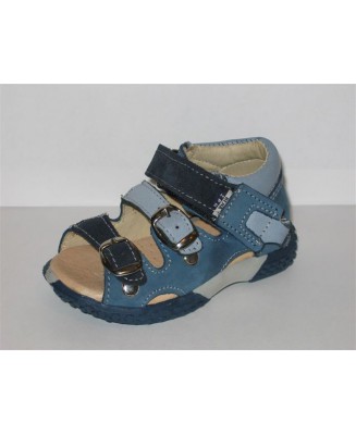 0-015begr Gran/niebieskie sandałki poniemowlęce