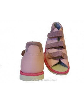 8-BP38MP/A MIGOTKA RÓŻ JASNY kapcie na rzepy sandałki obuwie profilaktyczne przedszk. 24-26 buty Postęp