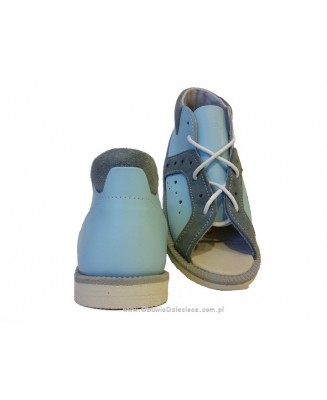 8-BP38MA/B KUBA błękit j.niebieskie kapcie sznurowane sandałki obuwie profilaktyczne przed+szkolne 27-34 buty Postęp