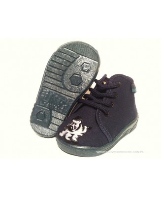 03-8JAŚ/KAJ granatowe zoo zebra wkładki skórzane kapcie-buciki wcz.dziecięce Raweks