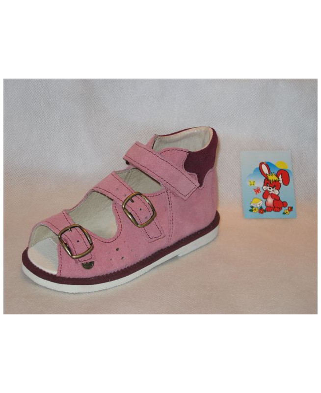 8-29DWP/A c.różowe sandałki-kapcie przedszkolne zdrowotne profil