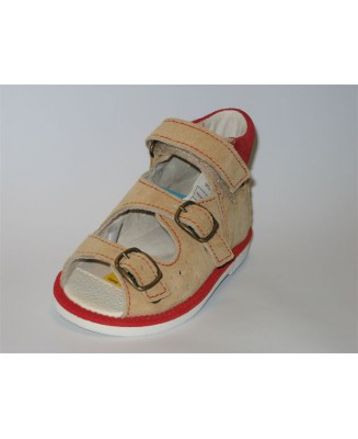 8-29DWP/0 j.beż/czerw. sandałki-kapcie przedszk.profilakt.Postęp