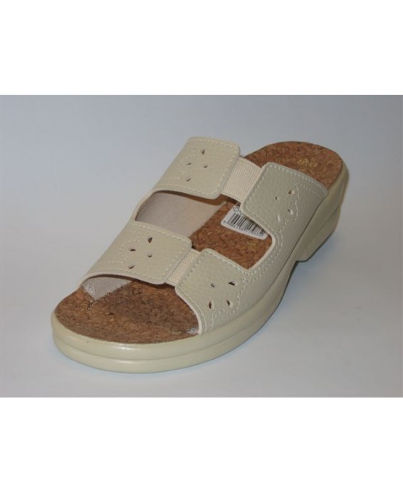 61-7983 beżowe kapcie-klapki damskie Adanex