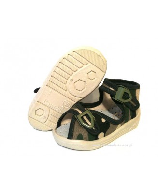 01-6RACZmo ziel/moro sandałki kapcie-buciki wcz.dziecięce+wkładki  Raweks