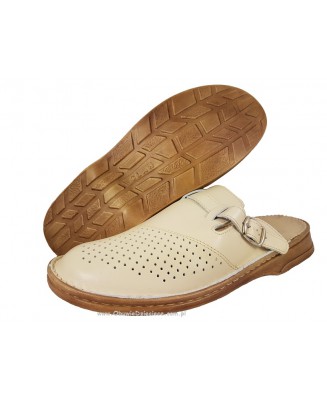 7-213bz beżowe klapki skórzane męskie profilaktyczne, medyczne BHP  40-46  Bootman