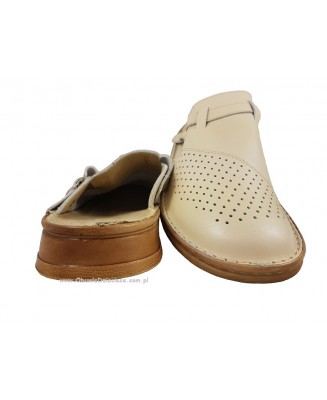 7-213bz beżowe klapki skórzane męskie profilaktyczne, medyczne BHP  40-46  Bootman