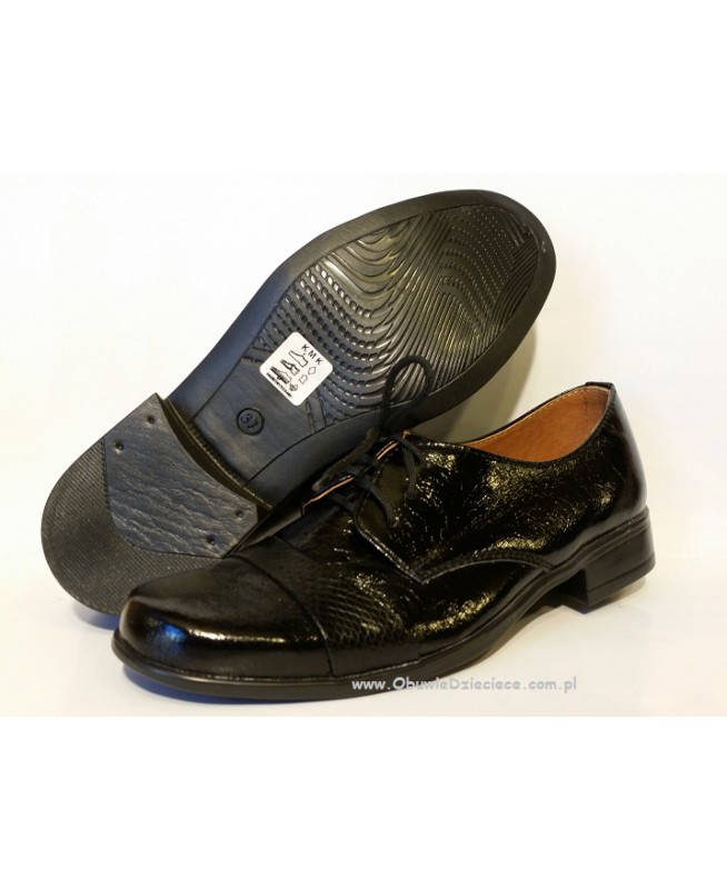 2-KMK 106pMAT czarne półmatowe sznurowane półbuty wizytowe komunijne obuwie dziecięce 31-36  KMK