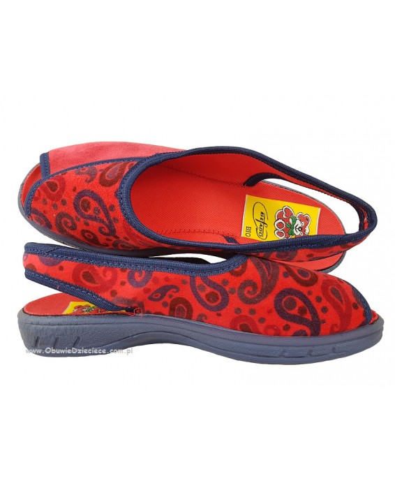 1-0190A014 YOGI czerwono-czarne B.LEKKIE sandałki-kapcie dziecięce Befado