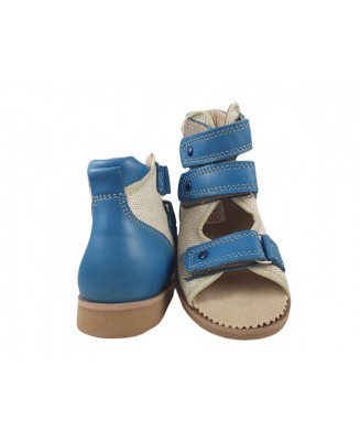 8-B-23ni BAJBUT niebieskie lniane buty sandałki trzewiki kapcie ortopedyczne profilaktyczne dziecięce 19-34  Bajbut