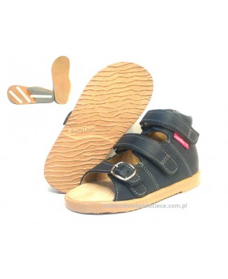 8-1002 JEANS c.niebieskie buty-sandałki-kapcie profilaktyczne ortopedyczne przedszk. 26-30  AURELKA