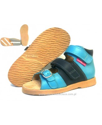 8-1002/1 c.niebiesko/turkusowe buty-sandałki-kapcie profilaktyczne ortopedyczne przedszk. 26-30  AURELKA