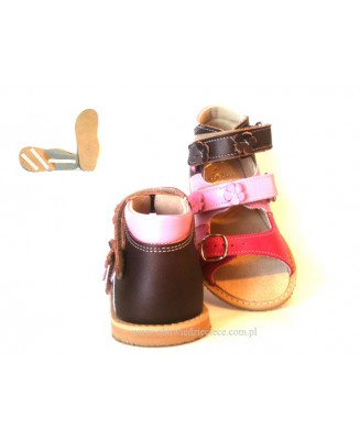 8-1002B/4 brąz j.róż c.róż buty-sandałki-kapcie profilaktyczne ortopedyczne przedszk. 26-30  AURELKA