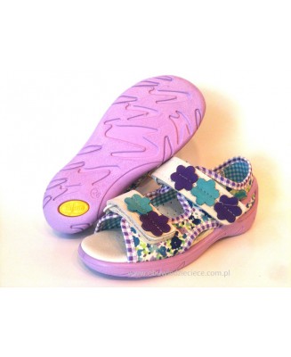 20-065X051 SUNNY fioletowe sandałki : WKŁADKI SKÓRZANE i RZEPY : sandały profilaktyczne  - kapcie obuwie dziecięce Befado  26-30