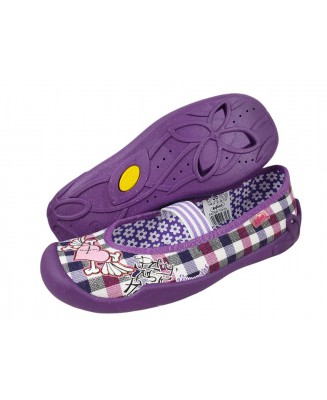 21-193Y016 BLANCA w kratkę czółenka balerinki dziewczęce kapcie buciki  Befado