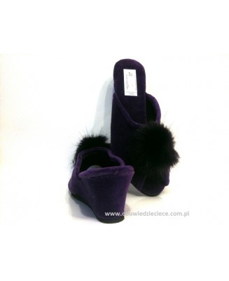 61-Puszek-FI fioletowe eleganckie kapcie pantofle papucie dziewczęce damskie z puszkiem BISBUT  35-40