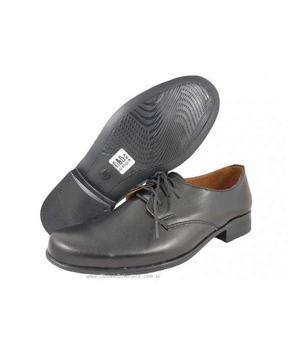 3-KMK 99D CZARNE matowe sznurowane wizytowe półbuty chłopięce wkładki skórzane 37-38  KMK