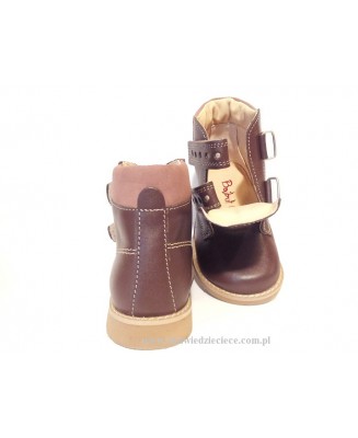 8-B-86br brązowe buty, trzewiki na rzepy, obuwie dziecięce przedszkolne 23-34  Bajbut