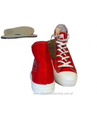 4-43-650cce MUFLON c.czerwone wysokie trampki buty, obuwie sportowe polskiego producenta Renbut Muflon 36-40