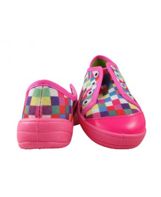 20-107X098 Tim różowe w kolorowe kwadraciki WKŁADKI SKÓRZANE półtrampki kapcie buciki obuwie dziecięce Befado 25-30