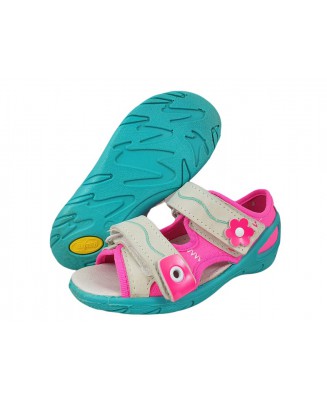 20-353X004 SUNNY różowo turkusowe sandałki : WKŁADKI SKÓRZANE i RZEPY : sandały profilaktyczne, kapcie obuwie dziecięce Befado  