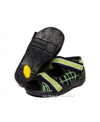 01-250P026 SNAKE czarno zielone sandalki kapcie buciki obuwie dziecięce wcz.dziecięce buty Befado Snake