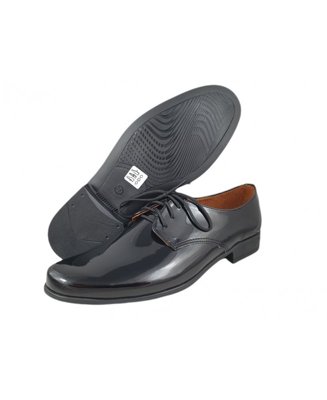 3-KMK 99D LAK czarne lakierki sznurowane półbuty wizytowe komunijne obuwie męskie wkładki skórzane 37-40 KMK
