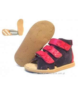 8-1014/10A AURELKA róż fiolet VIBRAM buty sandałki kapcie profilaktyczne ortopedyczne obuwie dziecięce przedszk. 19-25  AURELKA