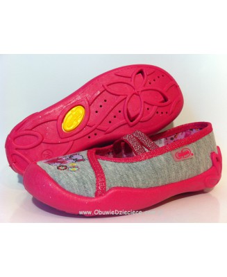 1-116X143 BLANCA szaro różowe kotek balerinki  :: WKŁADKI SKÓRZANE :: czółenka dziewczęce kapcie buciki obuwie dziecięce  Befado