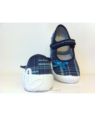 20-114Y107 BLANCA w kratkę balerinki czółenka dziewczęce kapcie buciki obuwie dziecięce  Befado  31-36