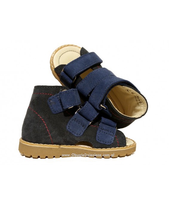 8-1110-76 granatowe buty-sandałki-kapcie profilaktyczne przedszk. 19-25  Mrugała