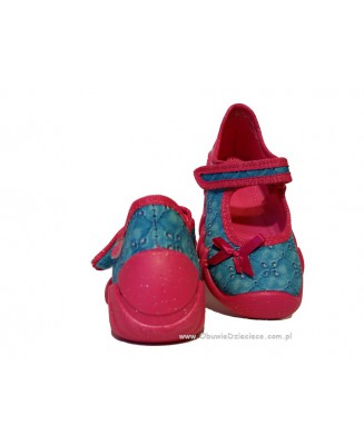 0-109P117 SPEEDY morski - różowy kapcie buciki czółenka obuwie dziecięce poniemowlęce Befado  18-26