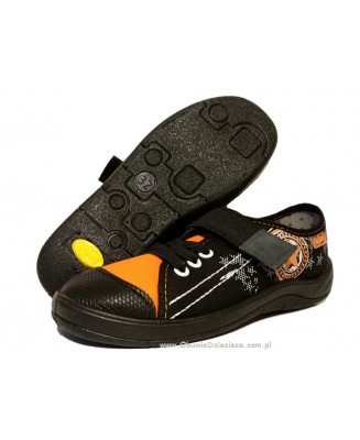 21-251Y041 TIM czarno pomarańczowe półtrampki na rzep kapcie-buciki obuwie dziecięce na rzep BEFADO