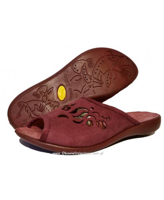 61-254D005 bordowe klapki damskie VIKI B-RELAX BEFADO