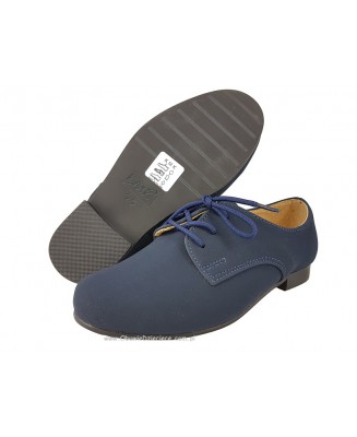 1-KMK 99N GRANATOWE NUBUKOWE z wkładkami skórzanymi sznurowane półbuty wizytowe komunijne obuwie dziecięce 21-30  KMK