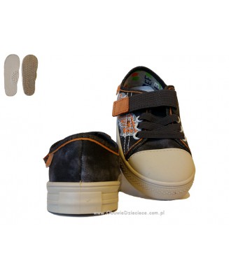 1-429X006 Funny  półtrampki na rzep :: WKŁADKI SKÓRZANE :: szaro pomarańczowe kapcie buciki obuwie dziecięce Befado 26-30