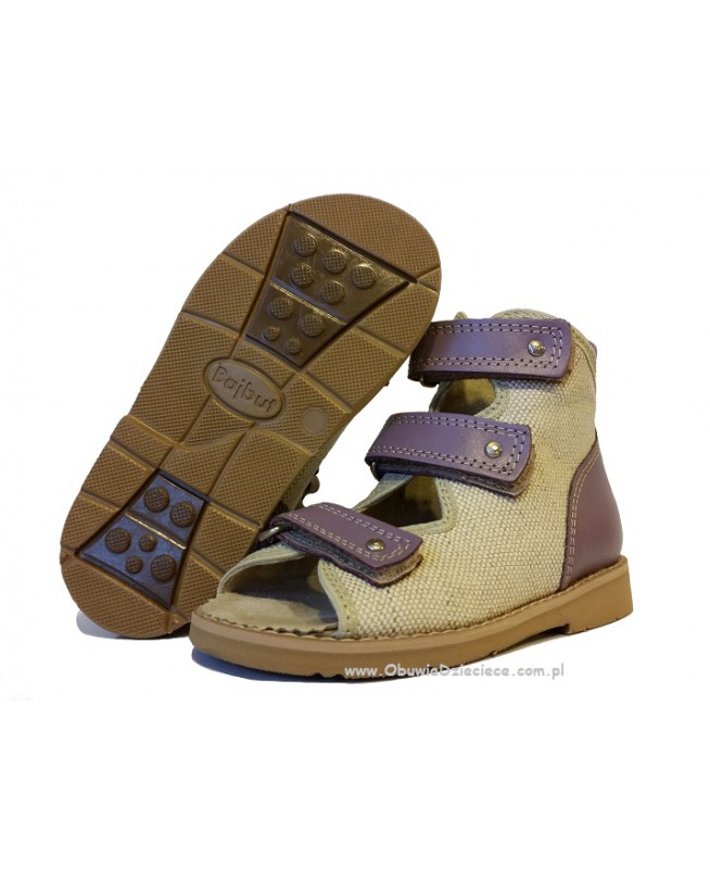 8-B-23fi BAJBUT fioletowo lniane  buty sandałki trzewiki kapcie ortopedyczne profilaktyczne dziecięce 19-34  Bajbut