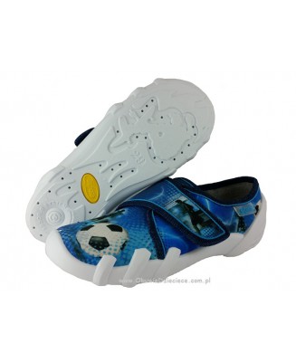 1-273Y155 SKATE niebiesko granatowe z pilką i piłkarzem kapcie buciki przedszkolne szkolne obuwie dzieciece Befado Skate  31-36