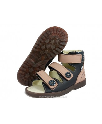 8-1299-73 granatowo jasno różowe sandały sandałki-kapcie profilaktyczno korekcyjne 26-30 Mrugała Porto