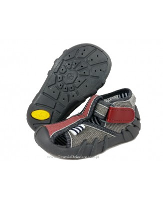 0-190P074 SPEEDY szaro brązowe kapcie buciki obuwie dziecięce poniemowlęce Befado  18-26