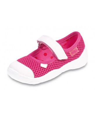 0-209P025 Maxi różowe balerinki kapcie buciki czółenka na rzep obuwie dziecięce poniemowlęce Befado  20-25