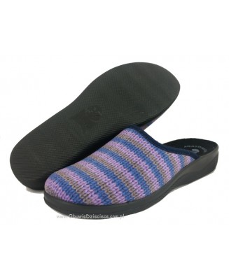 62-CA91  BLUE fioletowo brązowo granatowe kapcie-klapki profilaktyczne damskie Inblu Anatomico