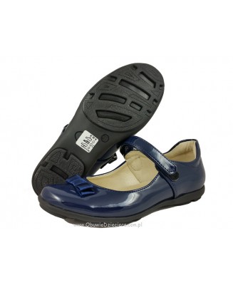 2-KMK206D granatowe lakierki eleganckie czółenko wizytowe dziewczęce damskie przedszkolne szkolne KMK 31-33