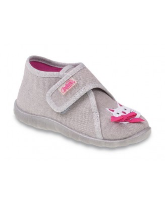 0-455P050 FLEXI szare z kotkiem kapcie buciki obuwie dziecięce na rzep poniemowlęce Befado  18-26