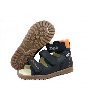 8-1199-77 granatowo pomarańczowe buty-sandałki-kapcie profilaktyczne  przedszk. 19-25  Mrugała