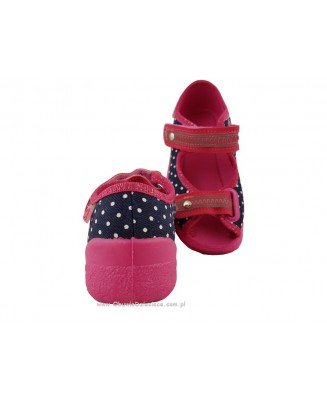 20-969X108 MAX GRANATOWO RÓŻOWE w kropki sandałki kapcie, obuwie dziecięce profilaktyczne Befado 25-36