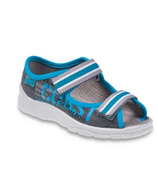 20-969X109 MAX JUNIOR SZARO TURKUSOWE sandałki kapcie, obuwie dziecięce profilaktyczne Befado 25-30