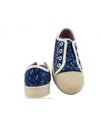 1-411X017 Funny  półtrampki jeans w kwiatuszki bez sznurowania :: WKŁADKI SKÓRZANE :: kapcie buciki obuwie dziecięce Befado 26-3