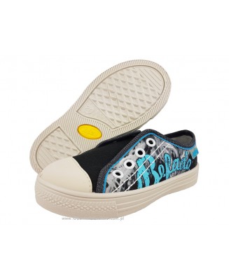 1-411X016 Funny półtrampki CZARNE z GUMKĄ bez sznurowania :: WKŁADKI SKÓRZANE ::  kapcie buciki obuwie dziecięce Befado 26-30