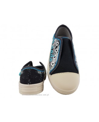 1-411X016 Funny półtrampki CZARNE z GUMKĄ bez sznurowania :: WKŁADKI SKÓRZANE ::  kapcie buciki obuwie dziecięce Befado 26-30